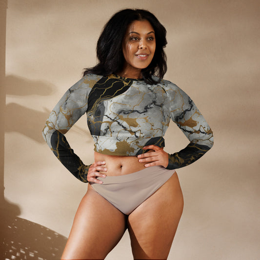 Recycled long-sleeve crop top